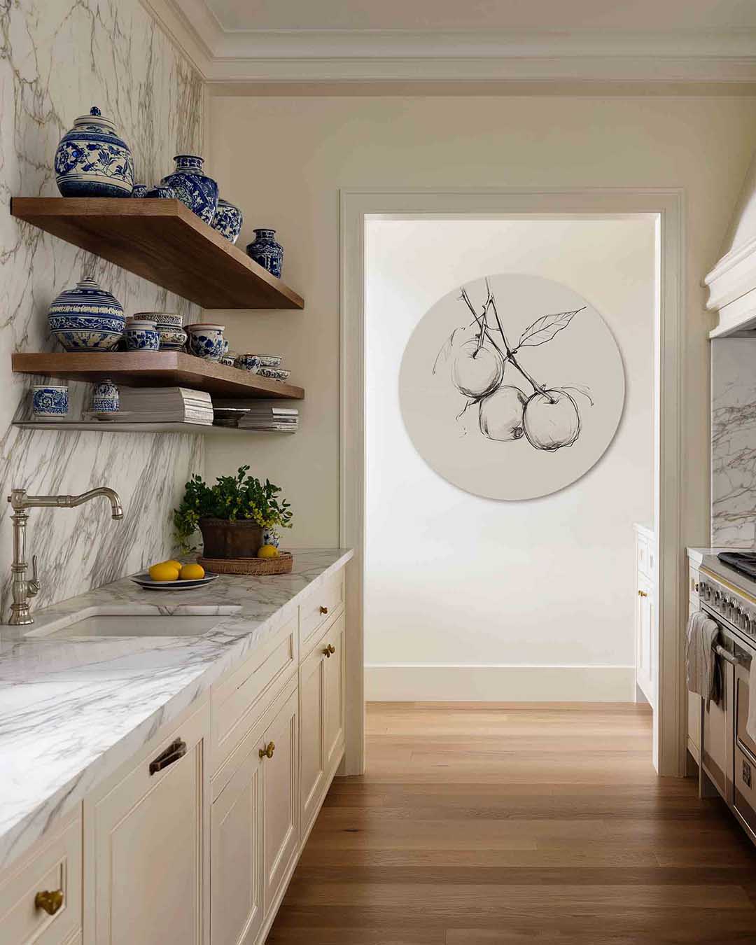 Appels aan tak – moderne abstracte muurcirkel voor aan de muur