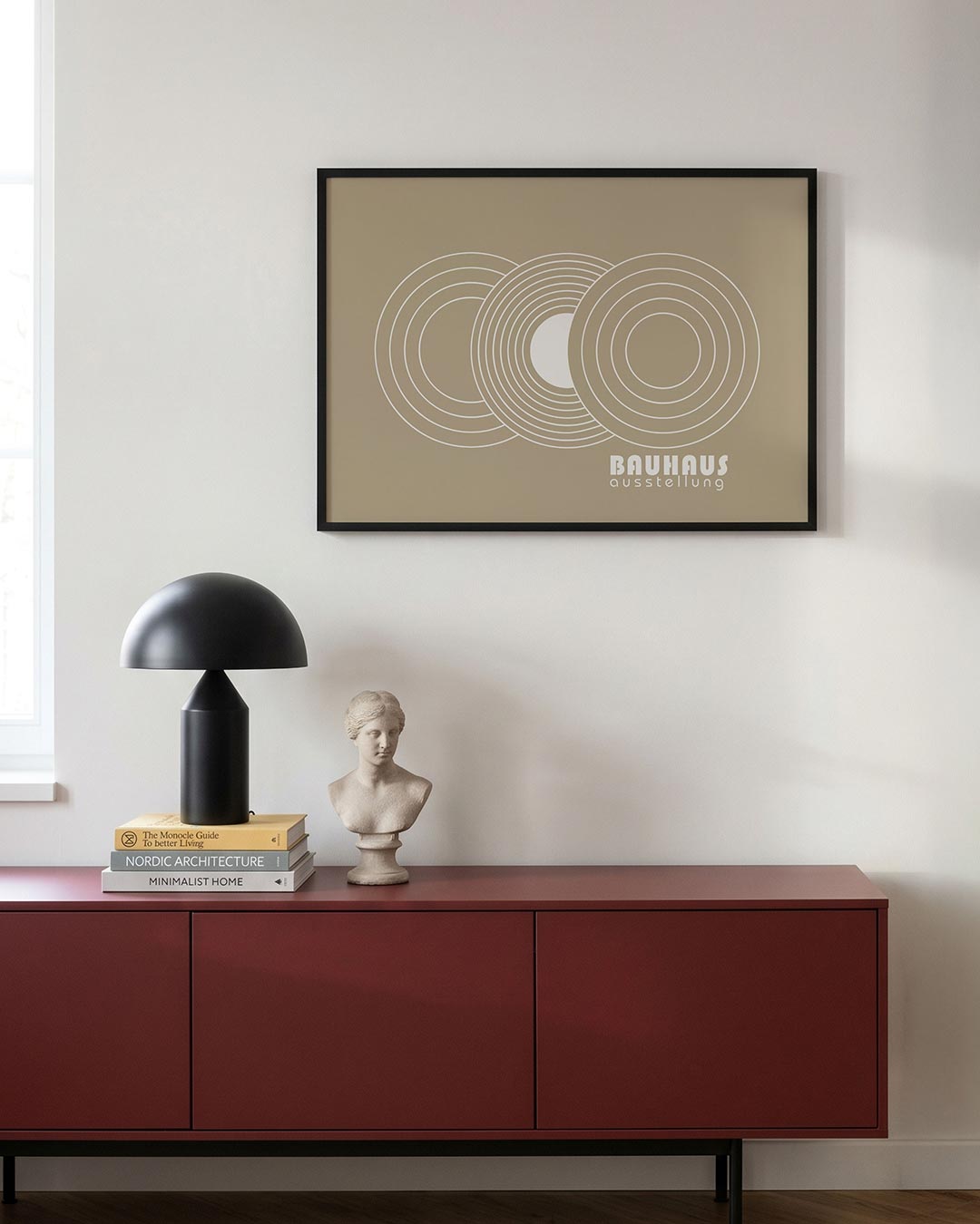 Cirkelvormen en lijnen – moderne Bauhaus wandkunst als poster