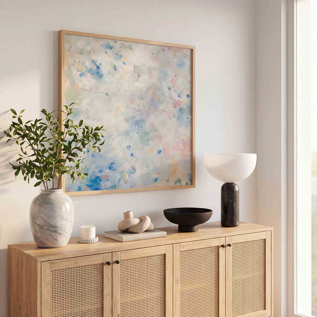 Abstracte pastelkleuren – kleurrijke poster in vierkant formaat