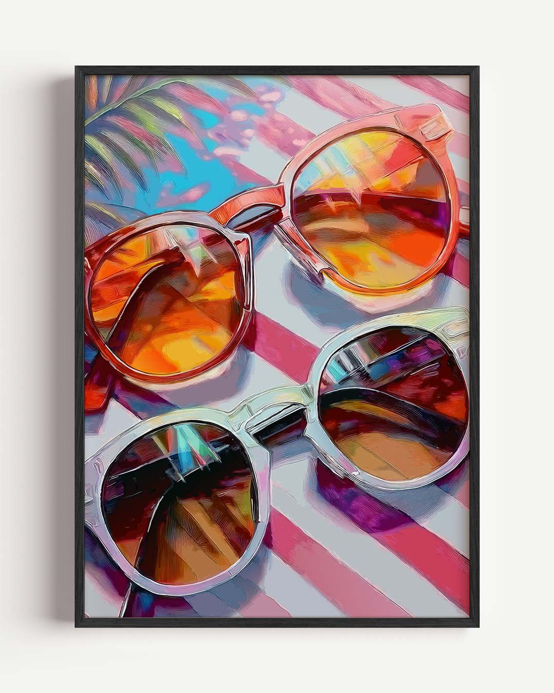 Zomers Beroemde Zonnebrillen – zomer portret poster als wanddecoratie