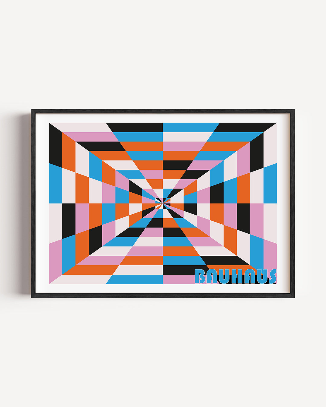 Kleurrijke vlakverdeling – liggende Bauhaus poster als wanddecoratie