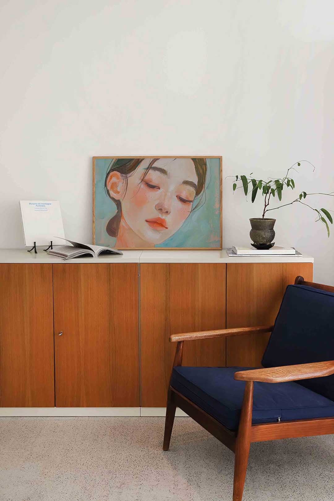 Portret van vrouw – moderne landscape wanddecoratie van WallArtistic
