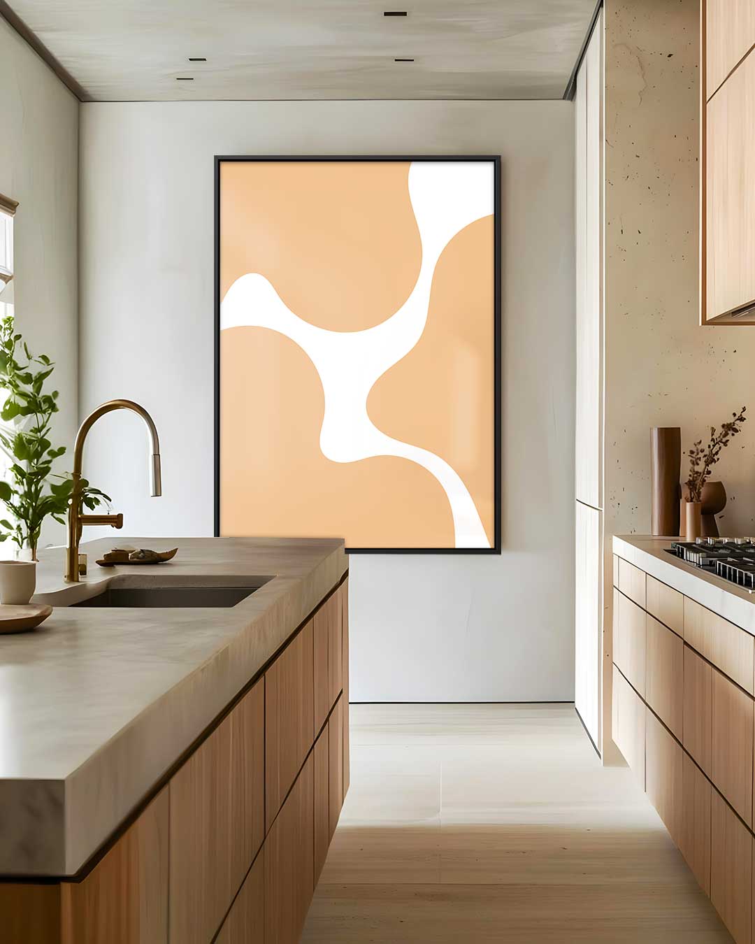 Vloeiende Vorm Abstractie – dibond wanddecoratie in staand formaat