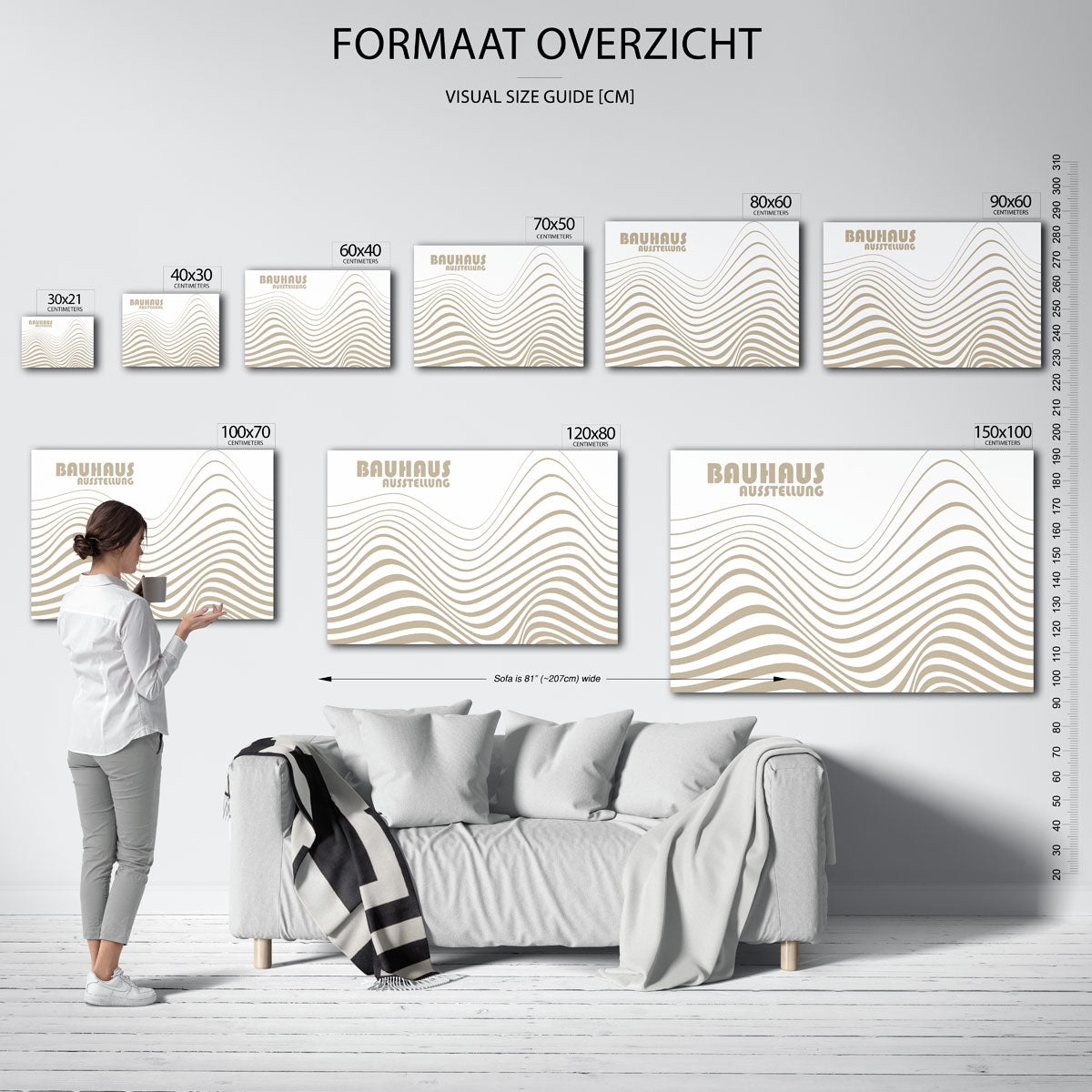 Golvend lijnenspel – Bauhaus poster als geometrische wanddecoratie