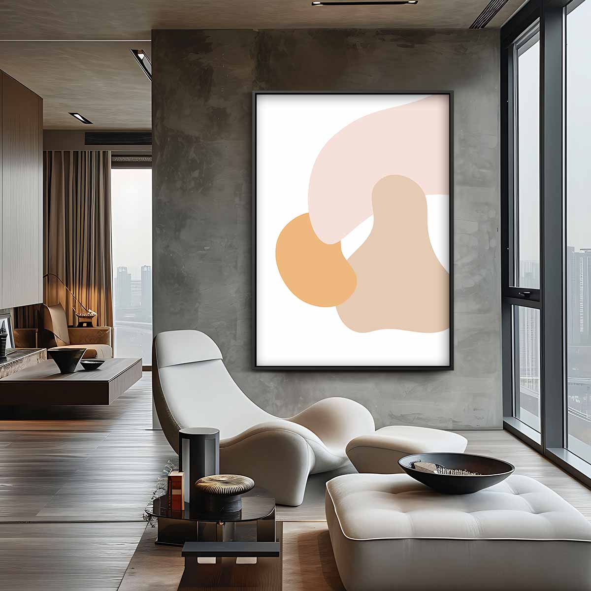 Zachte Vormen Abstract – canvas wanddecoratie in portret formaat
