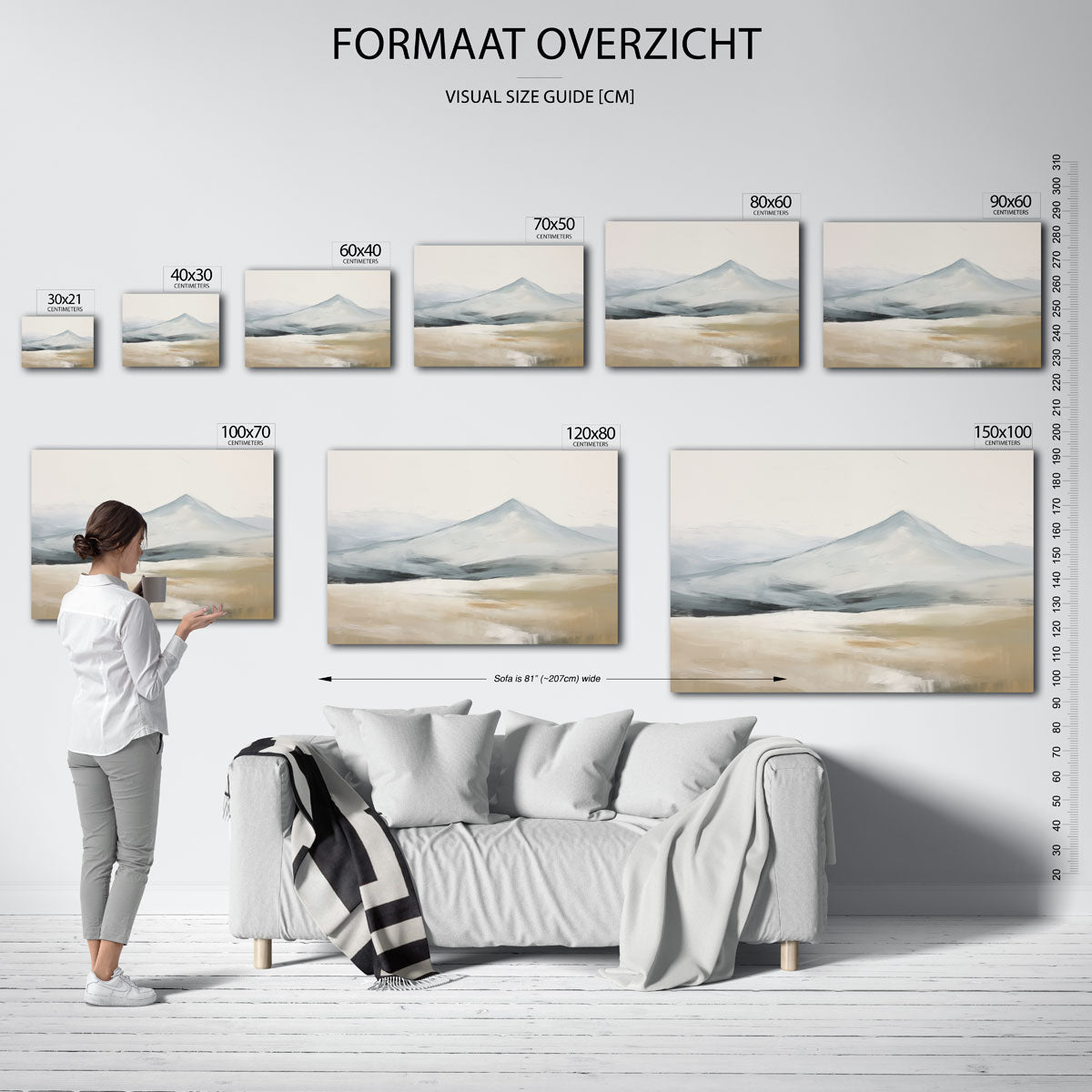 Berglandschap – liggende muurposter met kleurrijke abstracte vormen