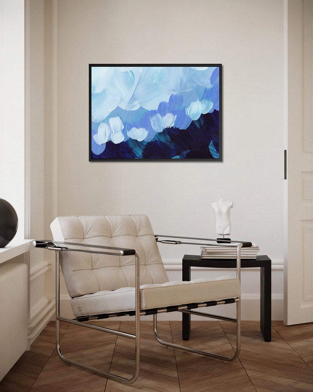 Dynamische blauwtinten – Blauw – kunstwerk op canvas, dibond of plexiglas