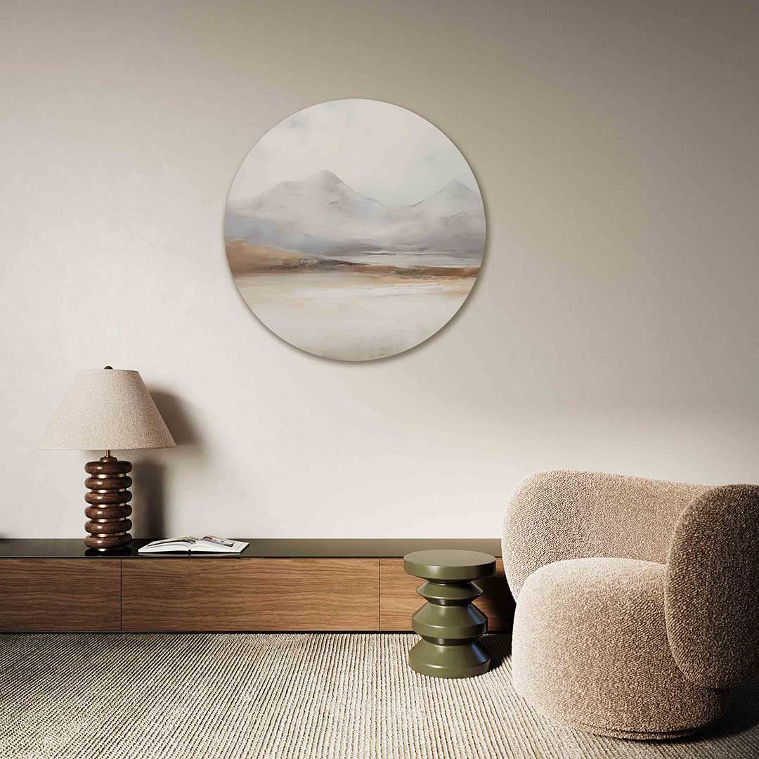 Berglandschap – Pop Art muurcirkel als ronde wanddecoratie