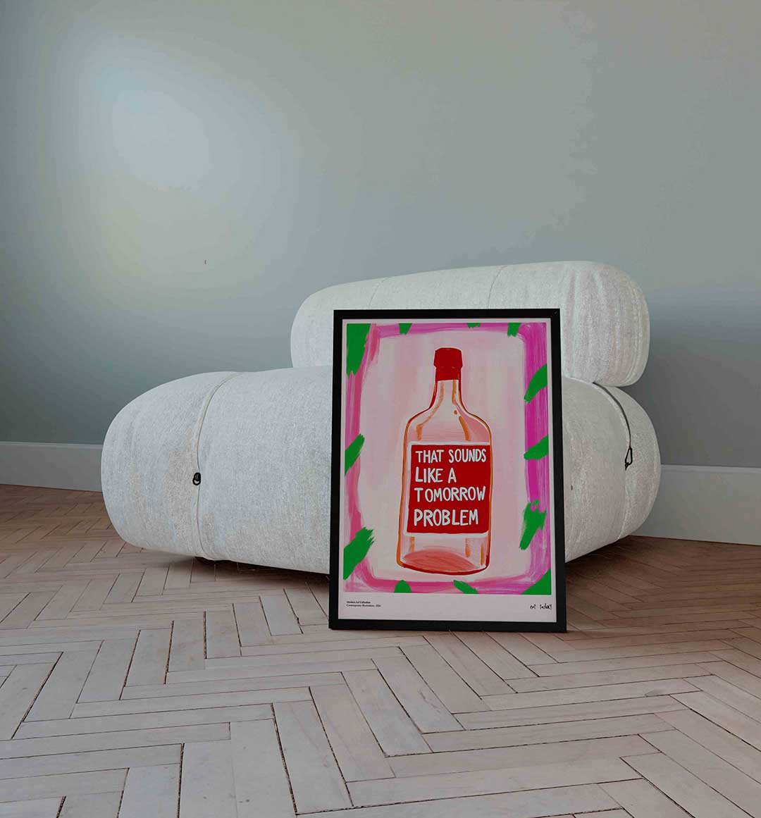 Fles met tekst – Streetart wandkunst als portret poster