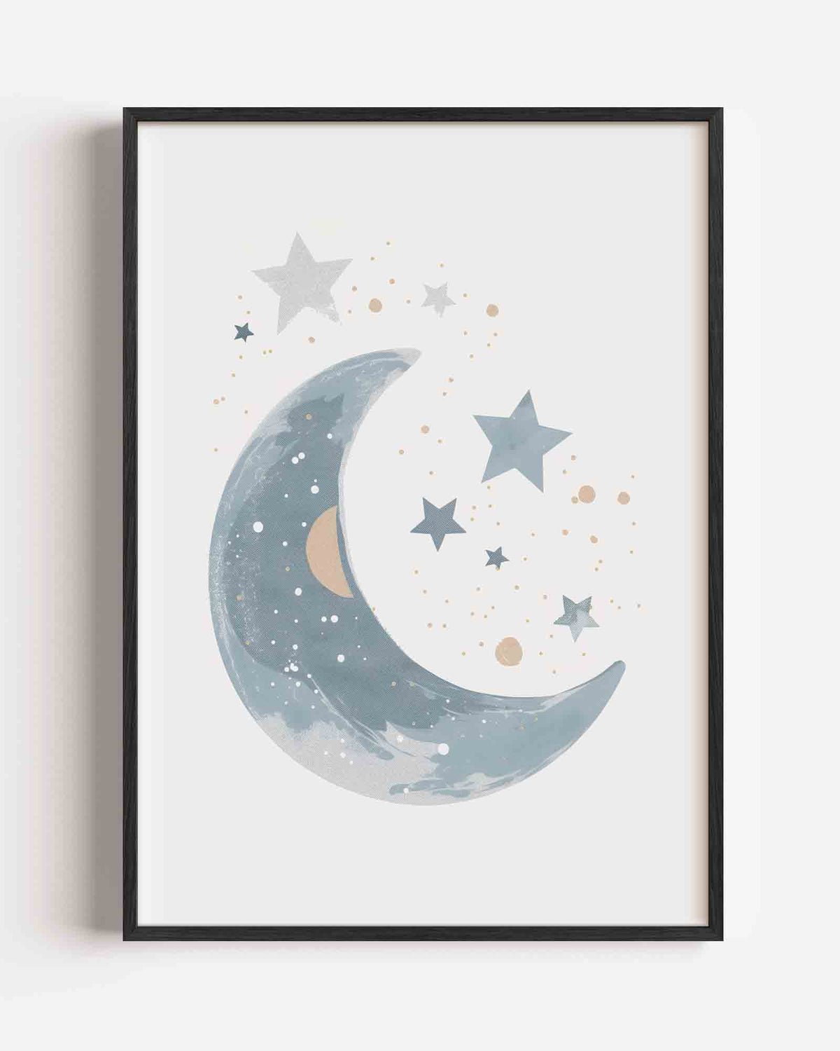Maan en sterren – kids portret poster als wanddecoratie
