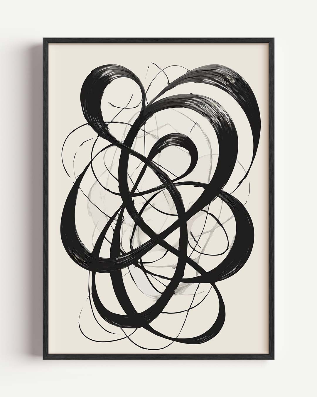 Dynamische Zwarte Kronkels – kleurrijke abstracte portret poster als wanddecoratie