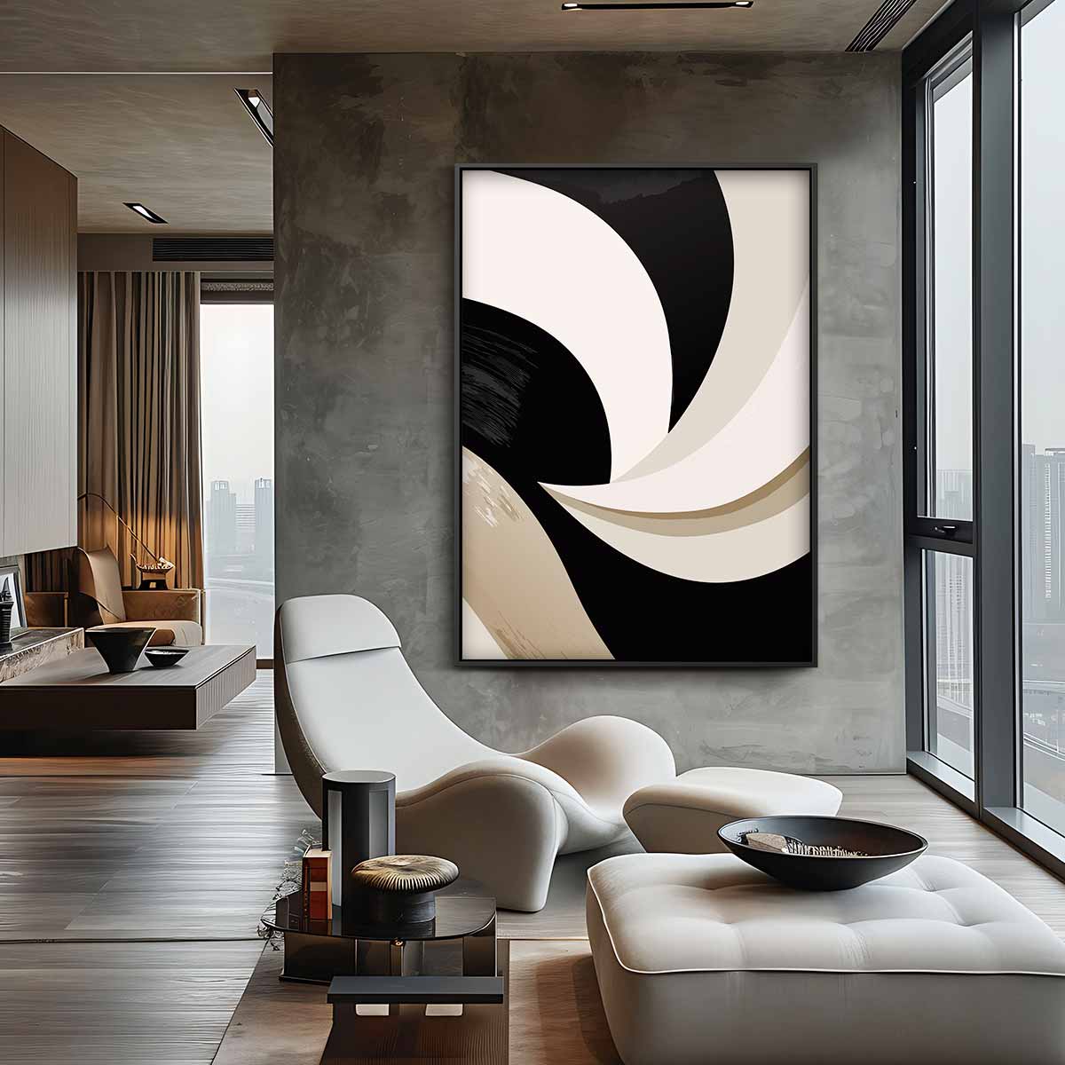 Organische Vormen in Beweging – canvas wanddecoratie in portret formaat