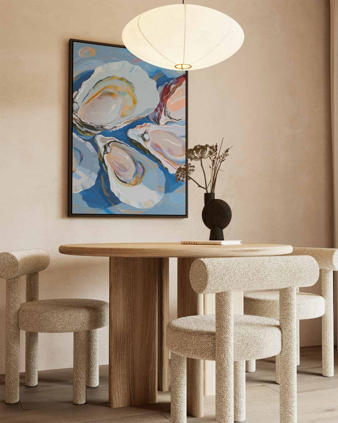 Oesterglans – canvas wanddecoratie in portret formaat