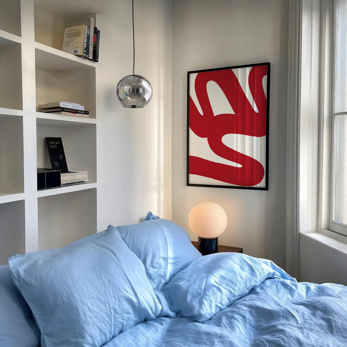 Abstracte Roodgolven – abstracte poster als moderne staande wanddecoratie