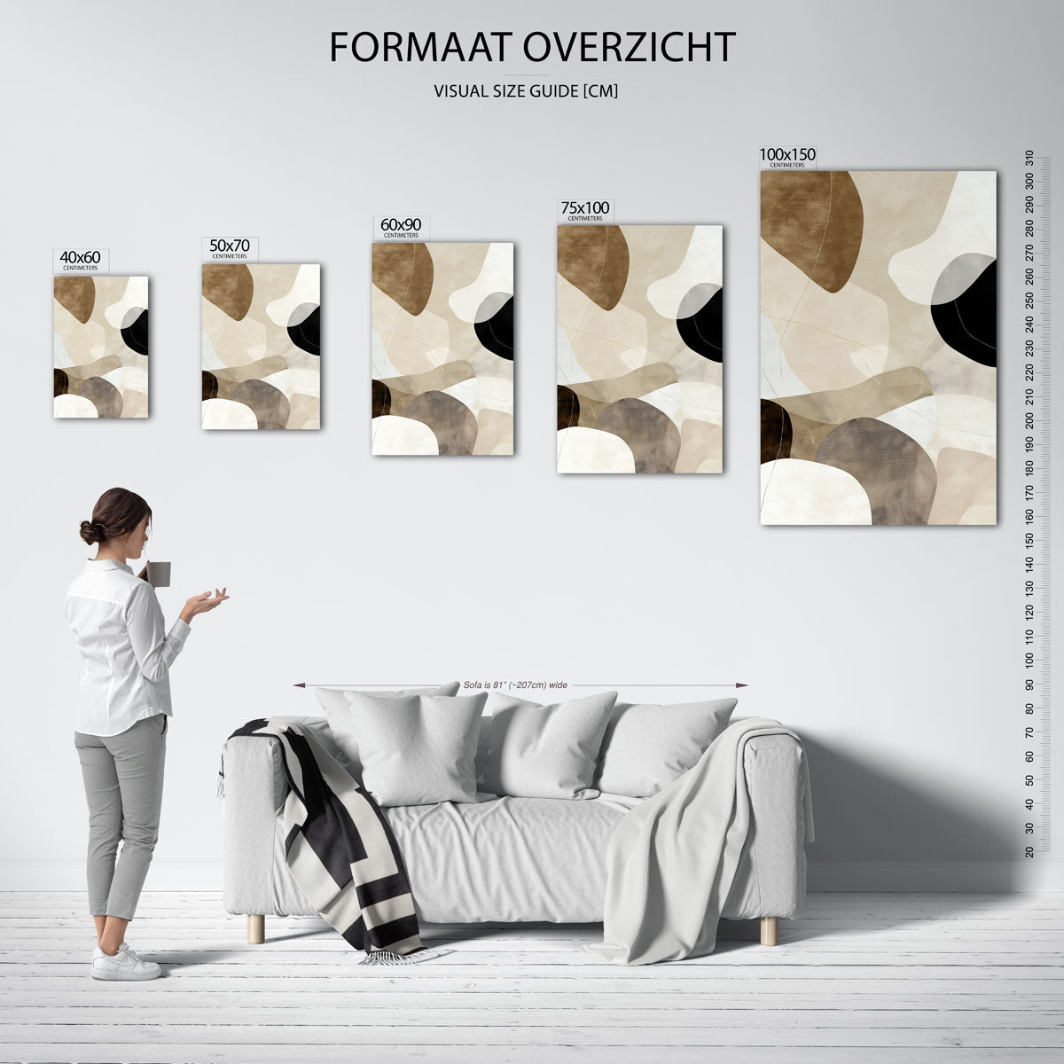 Organische vormen compositie – staande wanddecoratie van WallArtistic