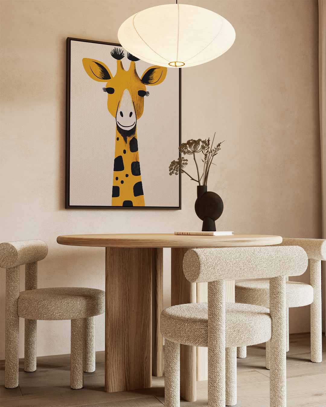 Vrolijke Giraffe Illustratie – staand kunstwerk voor modern interieur