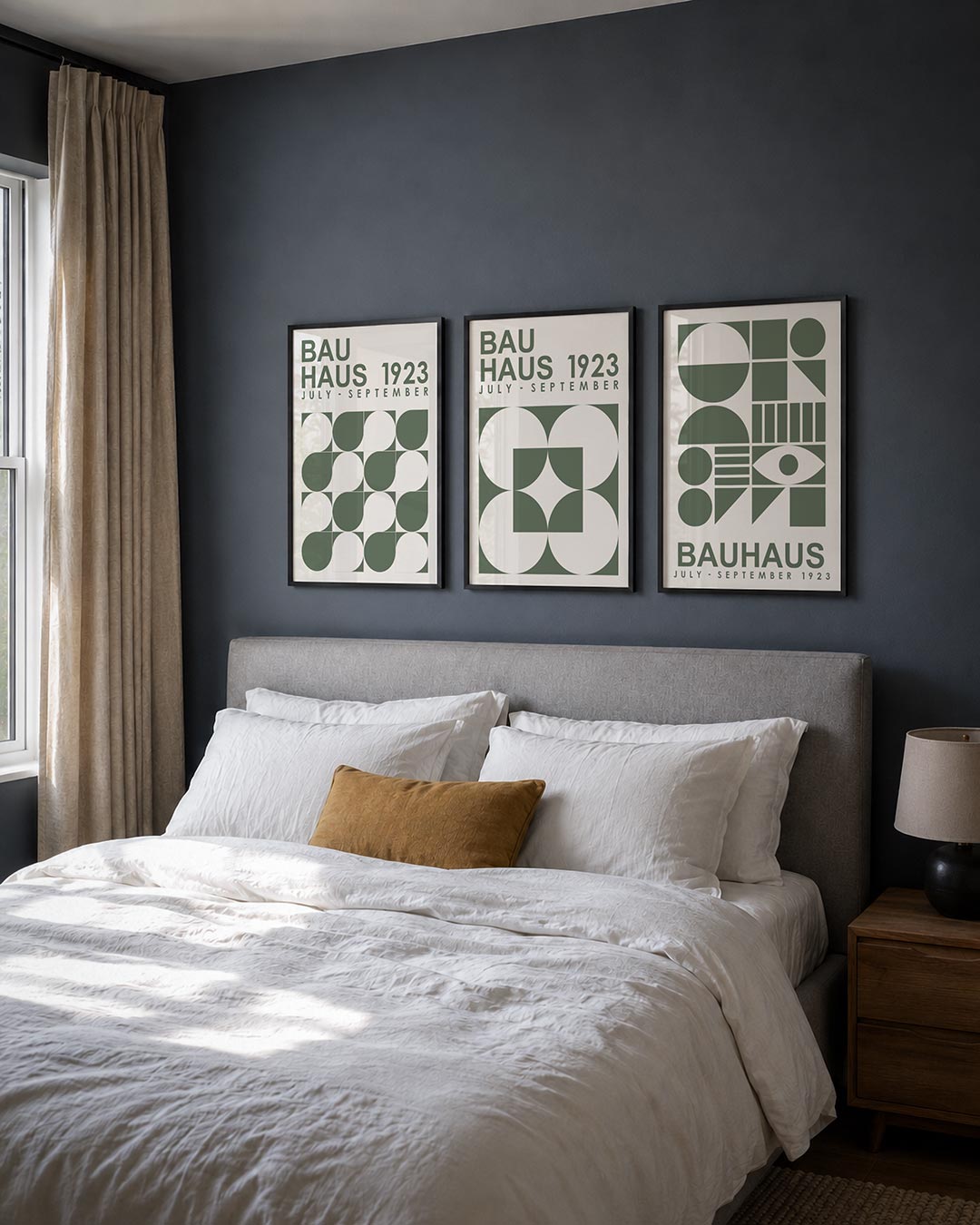 Vorm en kleur posterset – detailweergave – deze posterset in drie delen toont een ritmisch spel van halve cirkels en