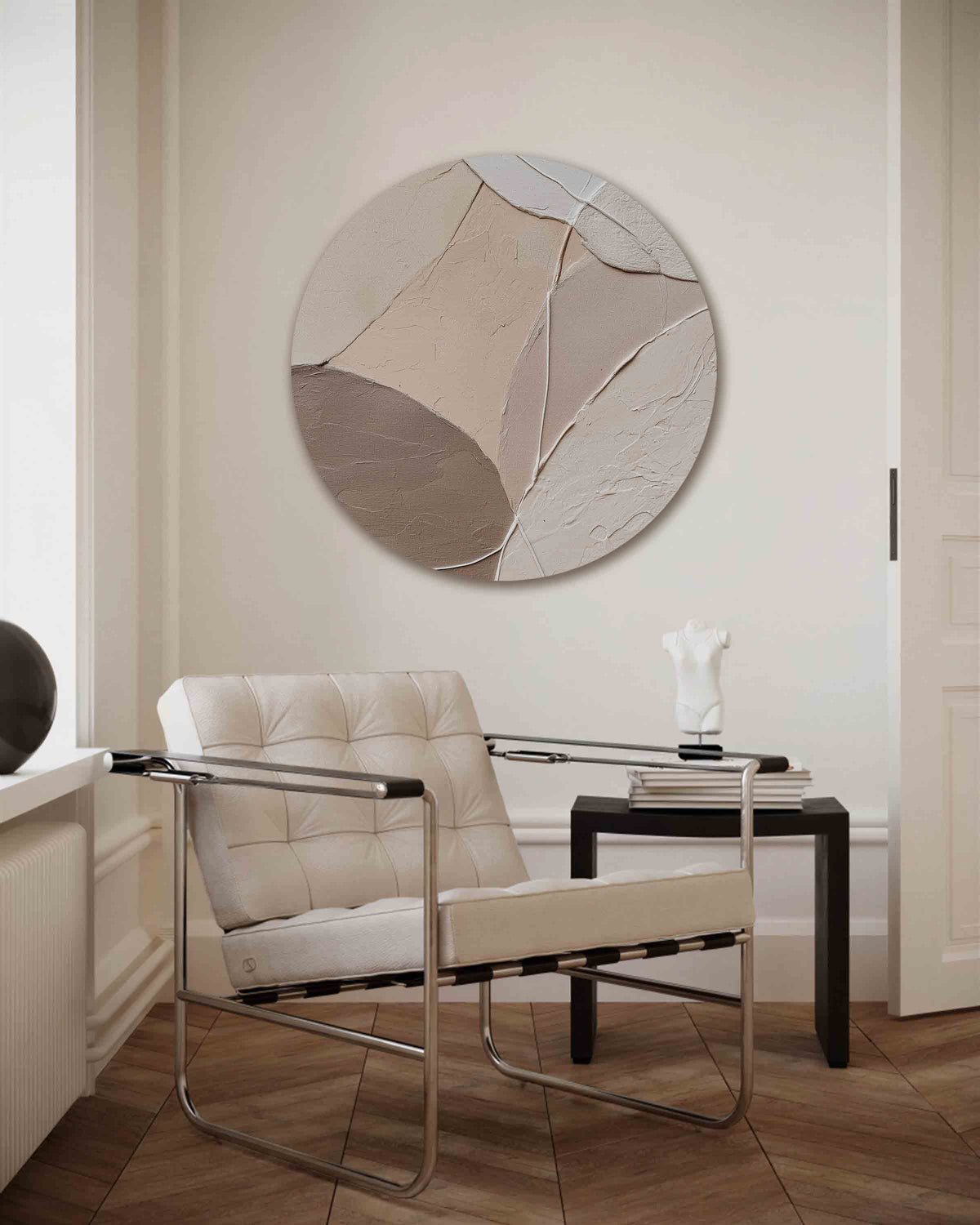 Abstracte vormen – abstracte muurcirkel als ronde wanddecoratie