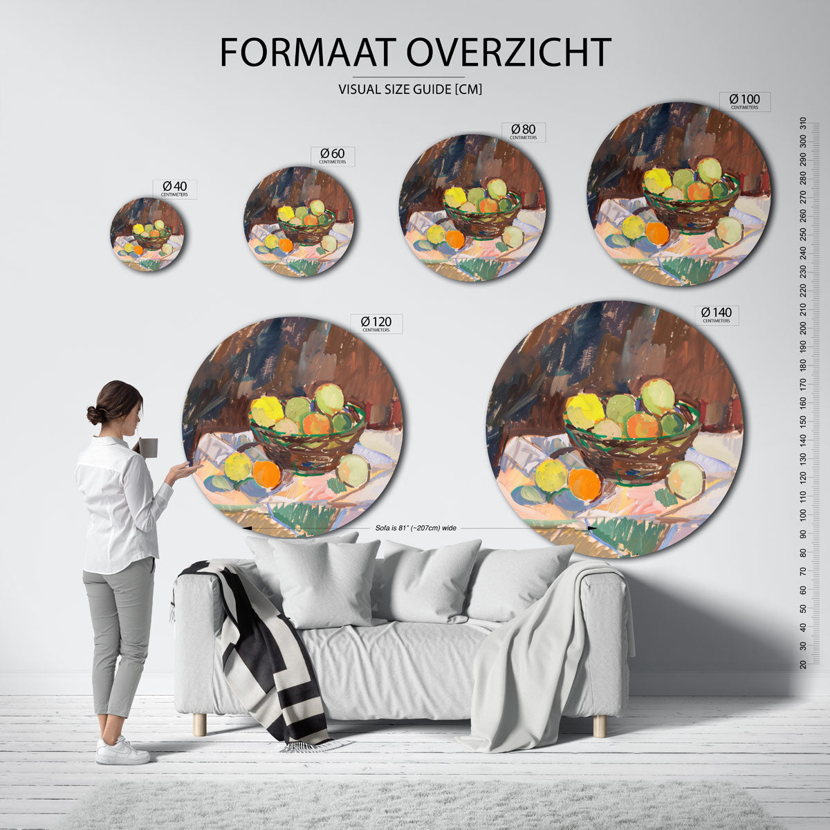 Fruitmand – ronde muurdecoratie met kleur en vorm