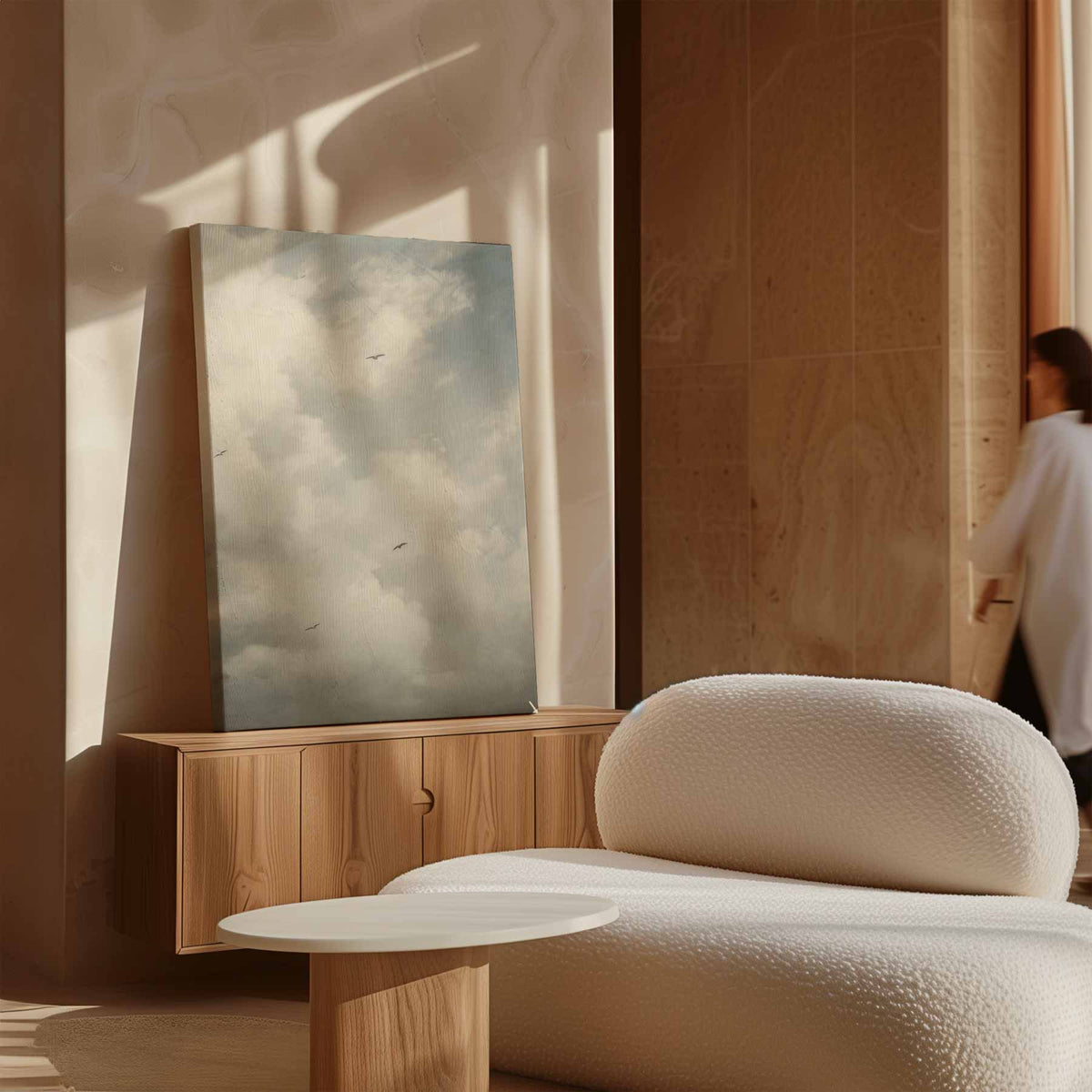 Zonnige Dromen in de Wolken – staande wandkunst voor woonkamer of interieur