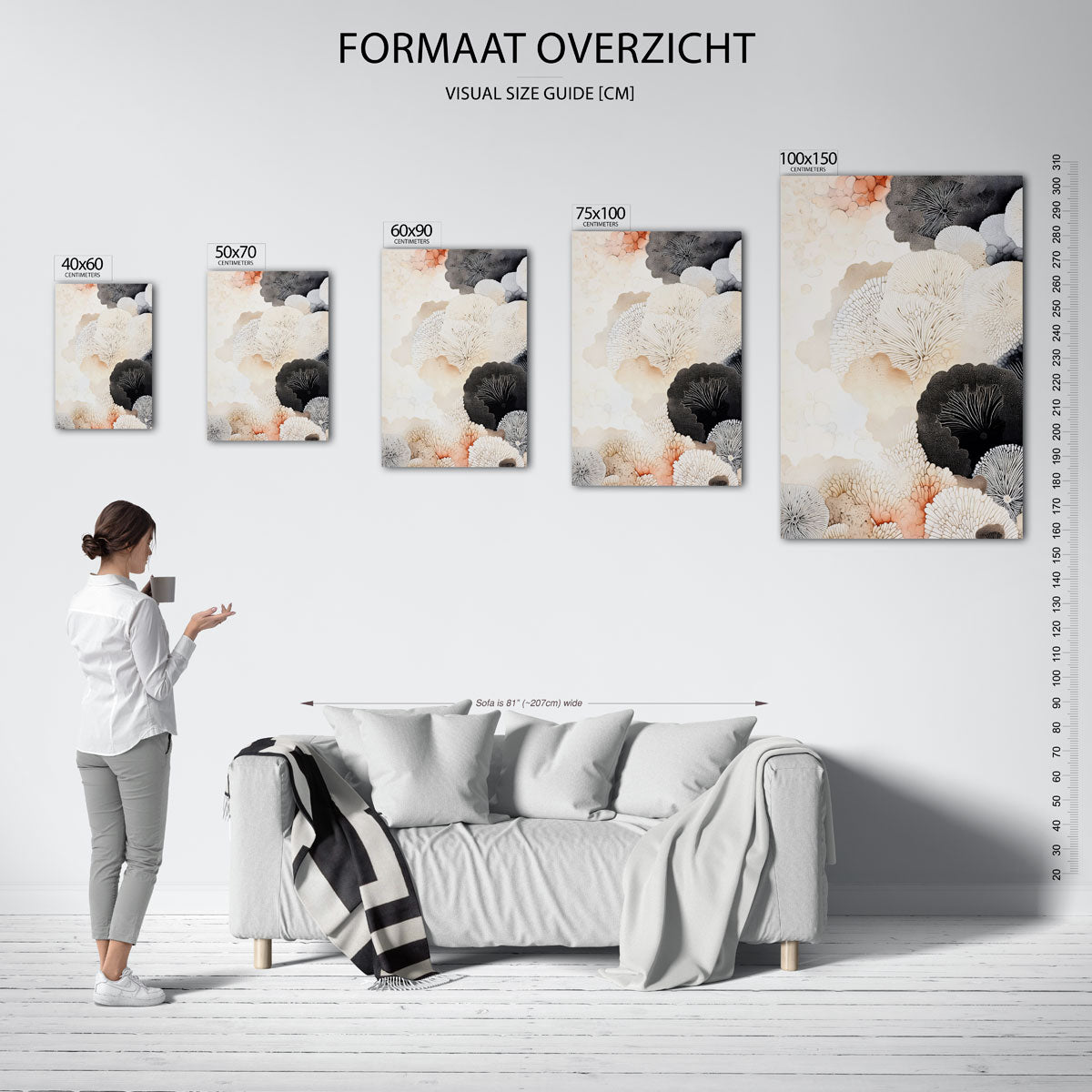 Organische patronen – staand wanddecoratie kunstwerk