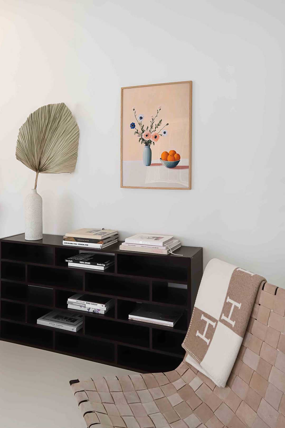 Bloemen en sinaasappels – staande moderne wanddecoratie van WallArtistic
