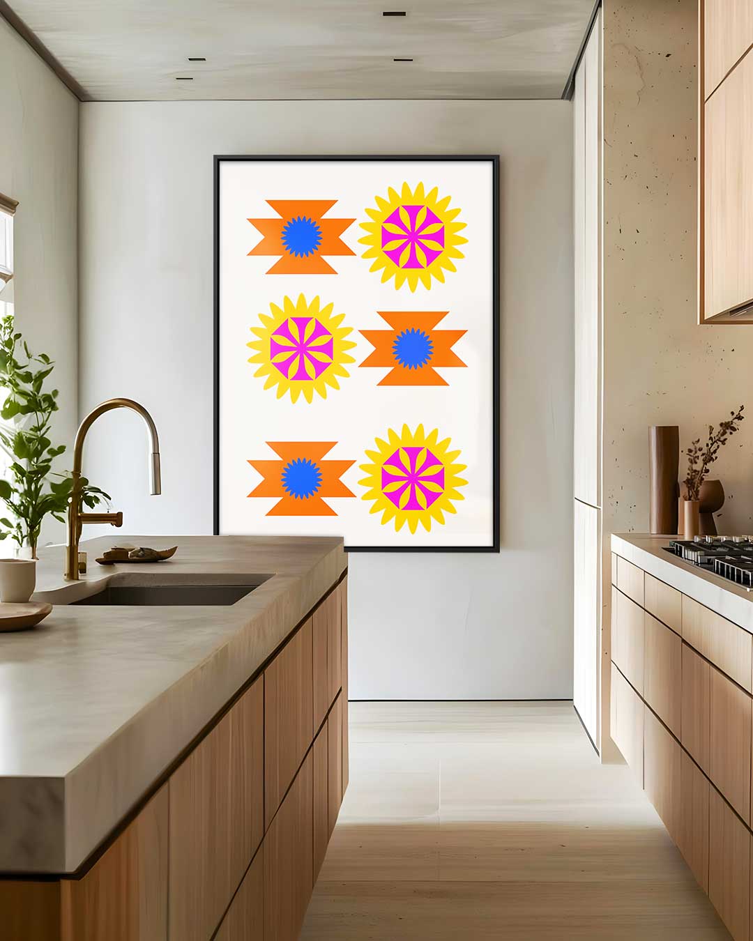 Vrolijke Zomerbloemen Print – dibond wanddecoratie in staand formaat