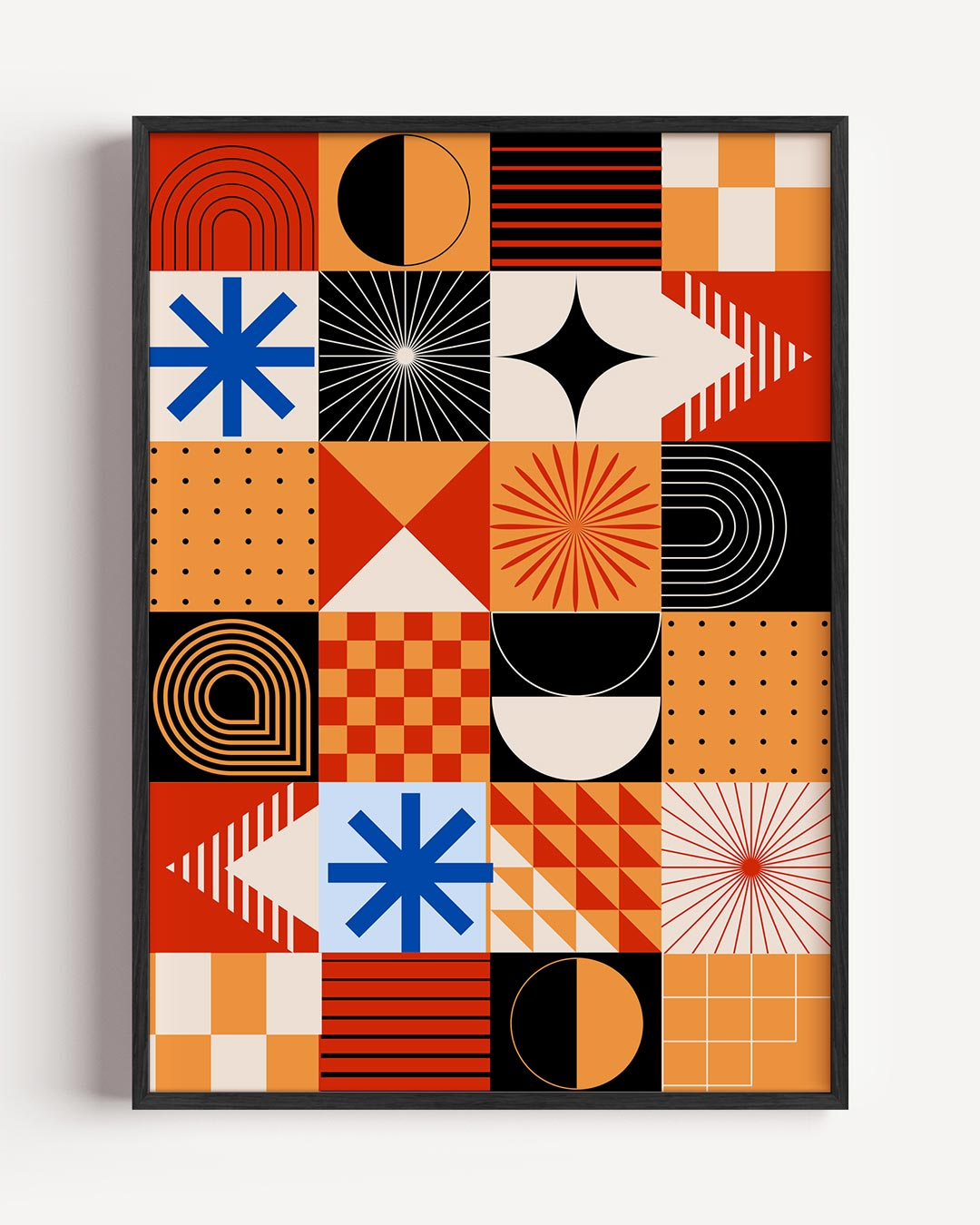 Retro Geometrische Kunstposter – kleurrijke abstracte portret poster als wanddecoratie