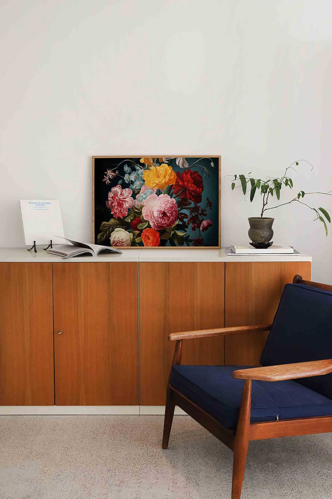 Bloemenpracht – liggende bloemen wanddecoratie van WallArtistic