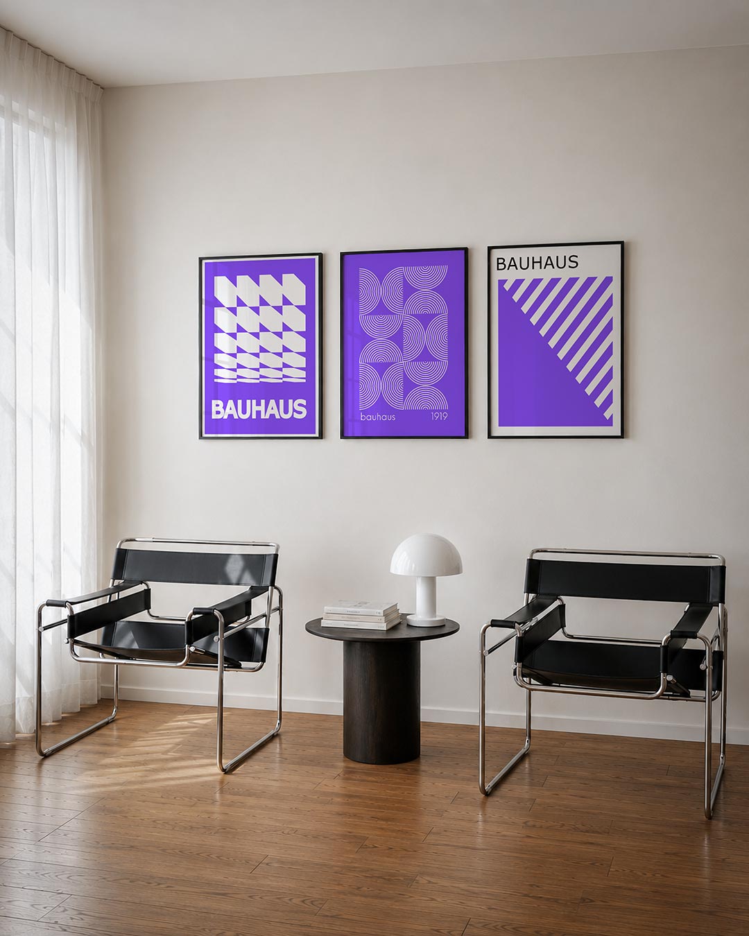 Vorm en ritme posterset – derde productweergave – deze posterset in drie delen toont een dynamisch lijnenspel