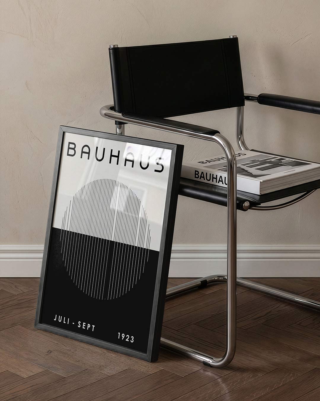 Lijnen en vlakken – staande Bauhaus poster voor aan de muur