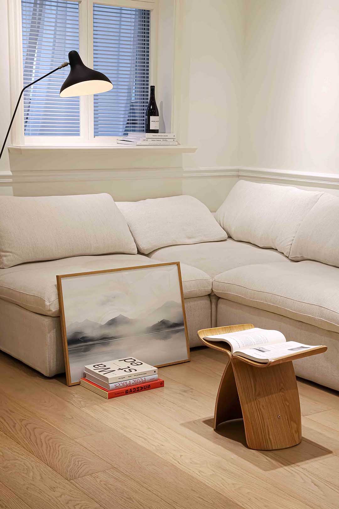 Mistige bergen – abstracte wandkunst als landscape poster