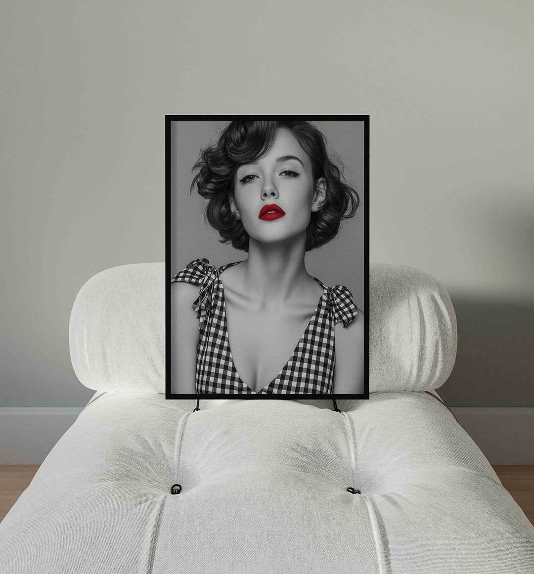 Vrouw met rode lippen – staande Pop Art wanddecoratie van WallArtistic