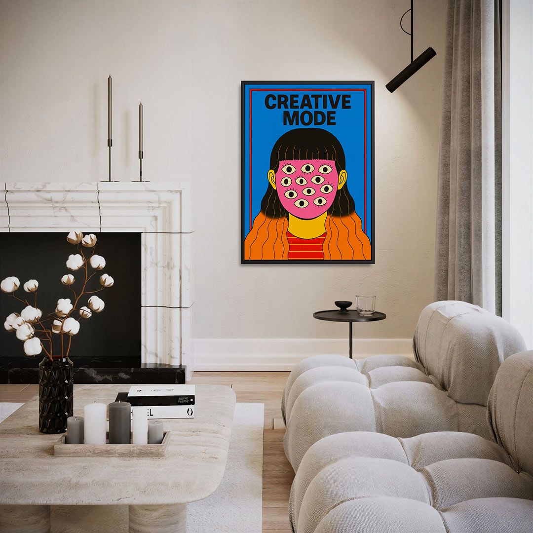Vrolijke gezichtsillusie – moderne staande wandkunst