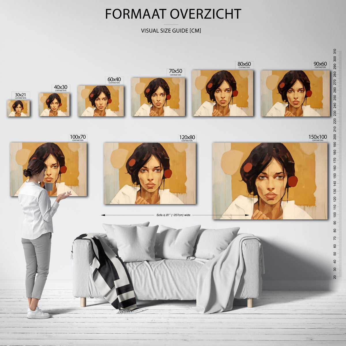 Vrouwelijk portret – liggende muurposter met vrouwelijk portret