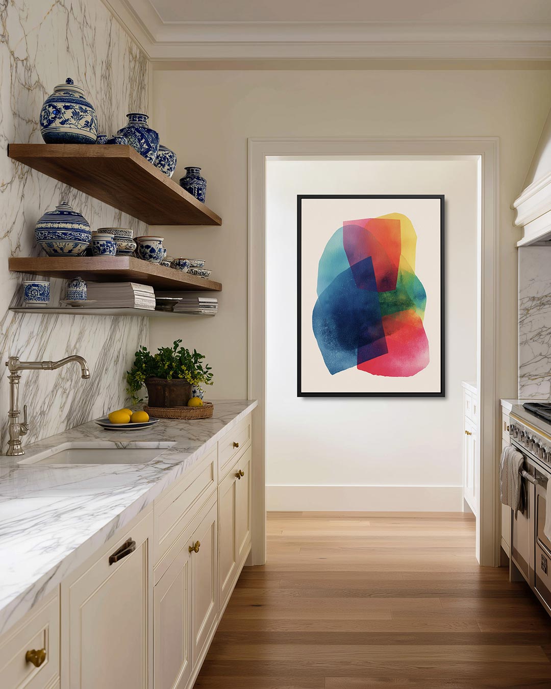 Kleurrijke vormen – staand wanddecoratie kunstwerk