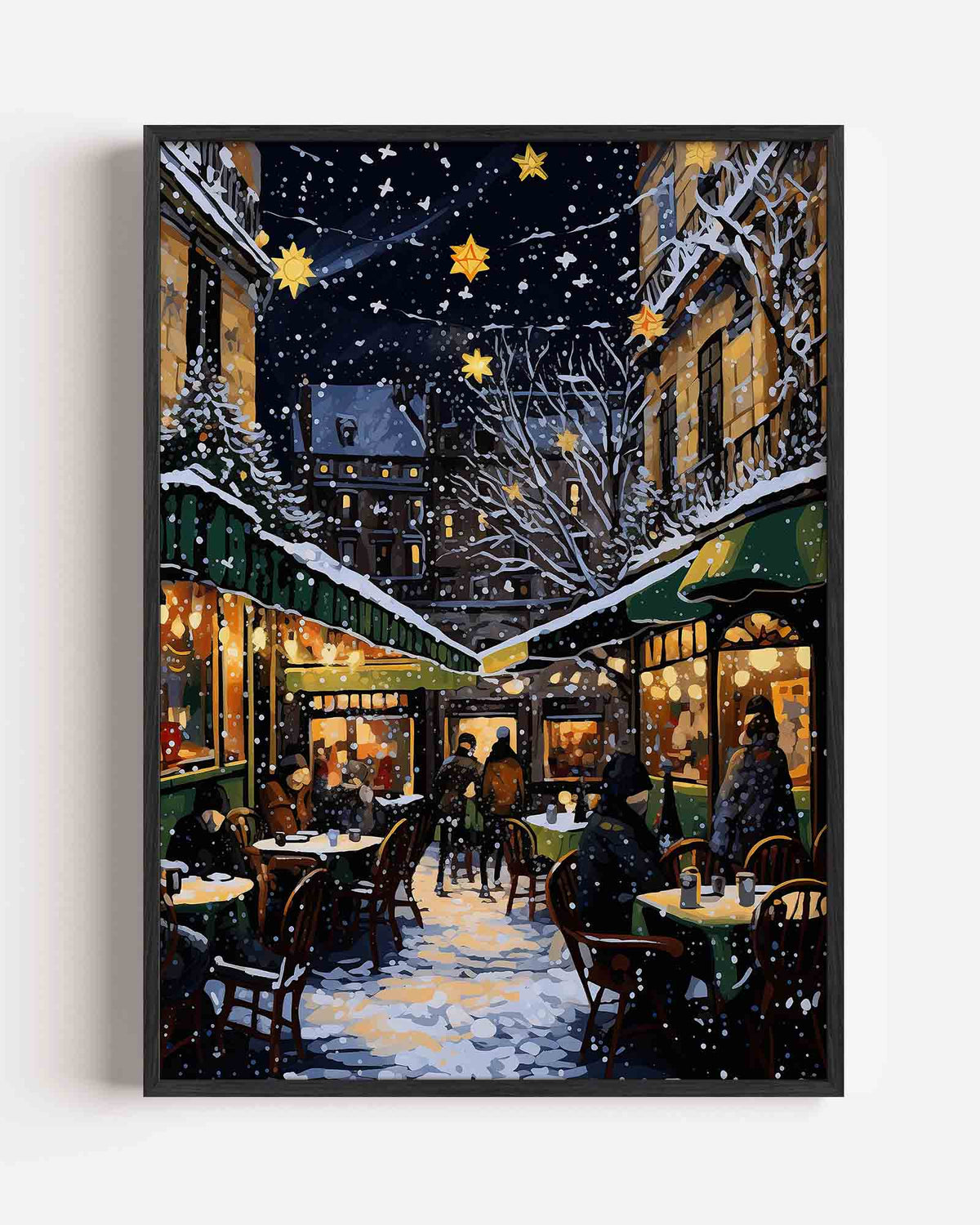 Winteravond terras – kerst portret poster als wanddecoratie
