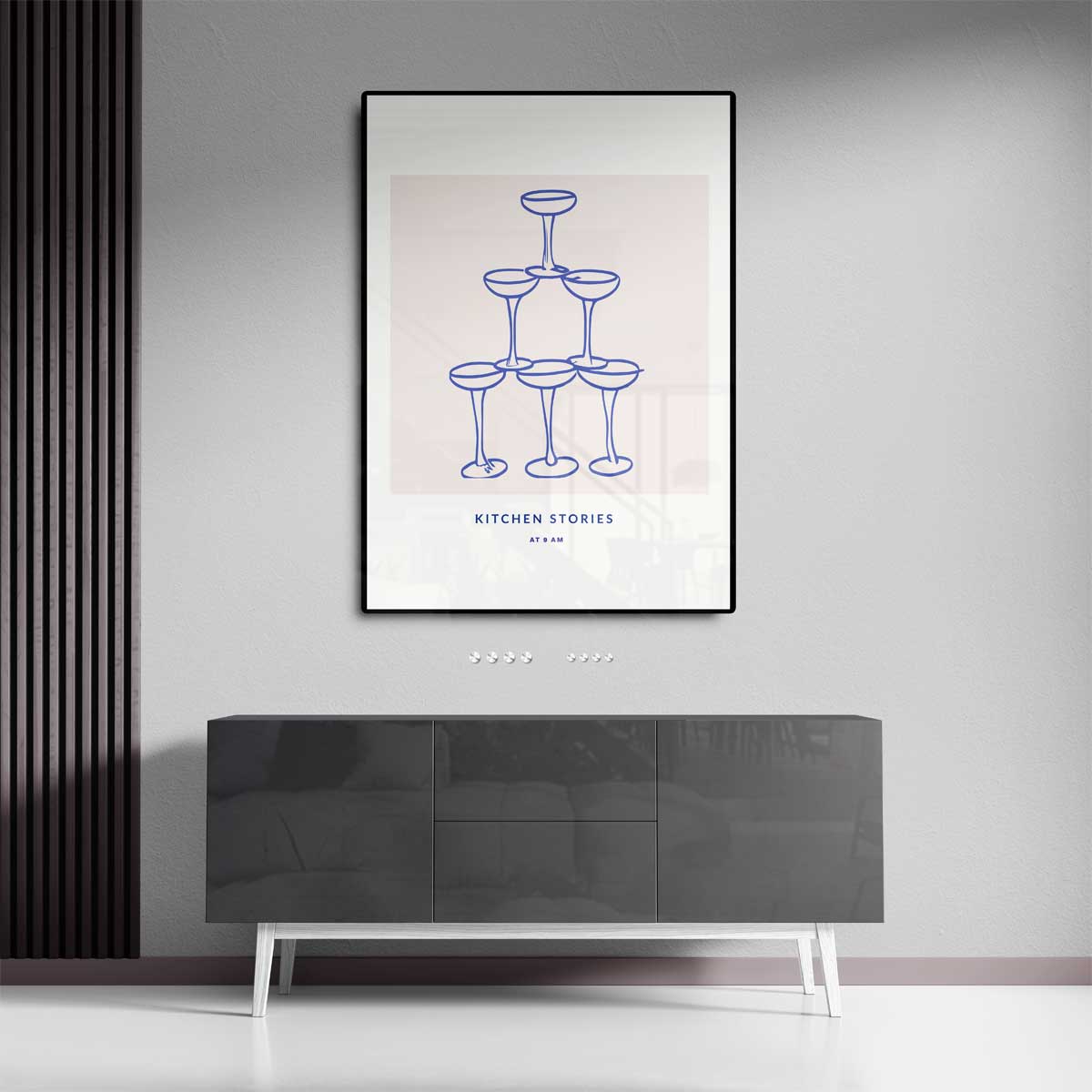 Champagneglas Piramide Illustratie – canvas kunstwerk als wanddecoratie