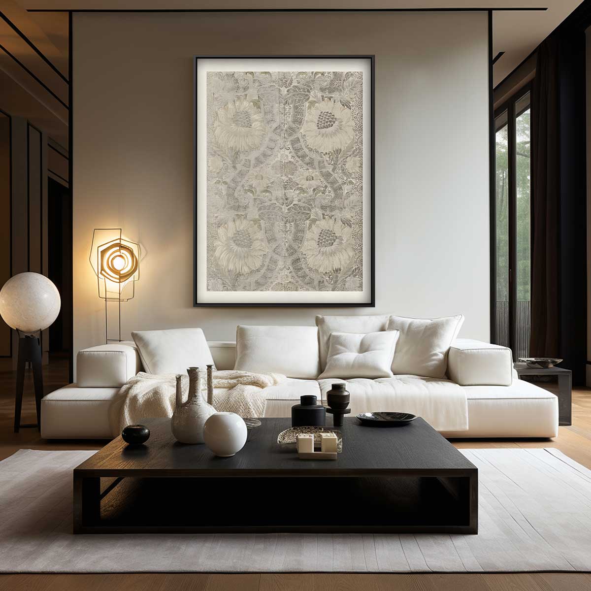 Bloemenpracht in Subtiele Tinten – staand kunstwerk voor modern interieur
