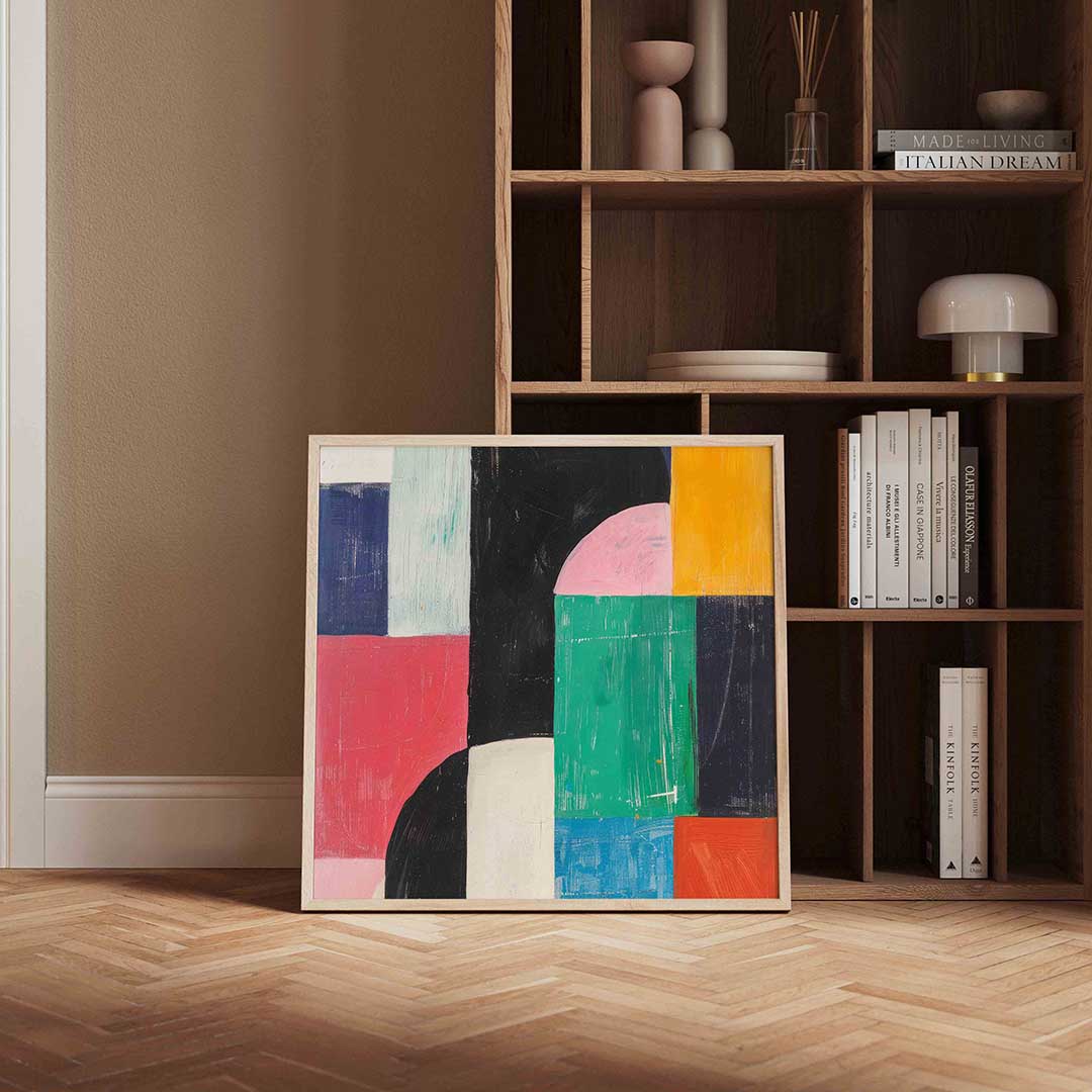 Geometrische vormen – kleurrijke vierkante wanddecoratie van WallArtistic