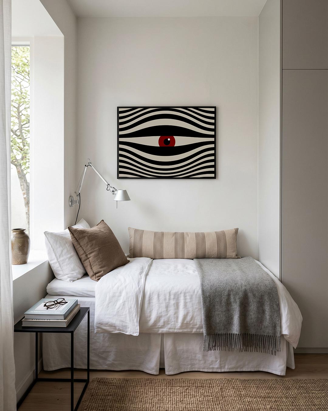 Golvend lijnenspel – moderne Bauhaus wandkunst als poster