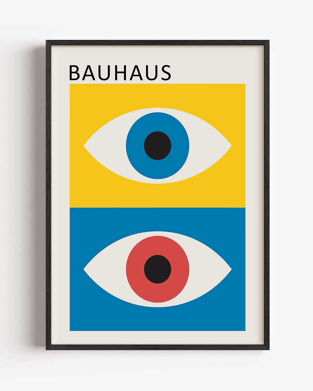 Oogvormen en kleurvlakken – staande Bauhaus poster als wanddecoratie