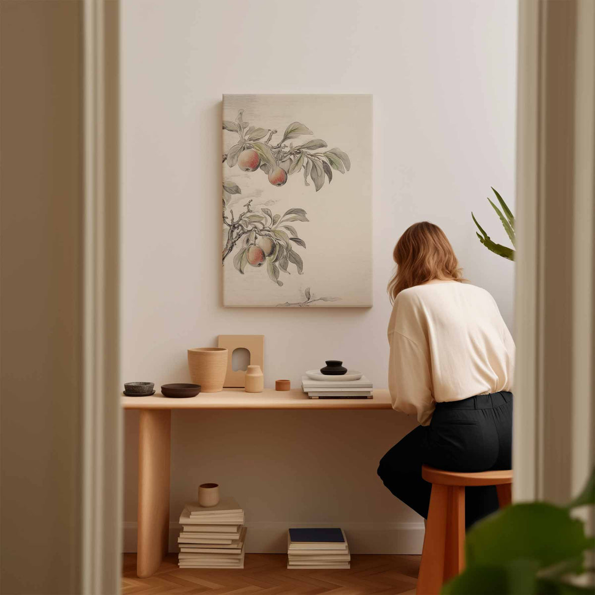 Subtiele Appeltak Illustratie – canvas kunstwerk als wanddecoratie