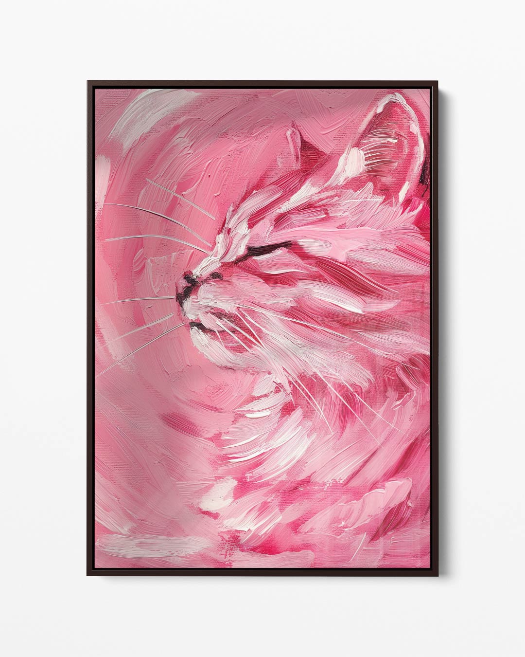Dromerige Roze Kat – portret kunstwerk als wanddecoratie