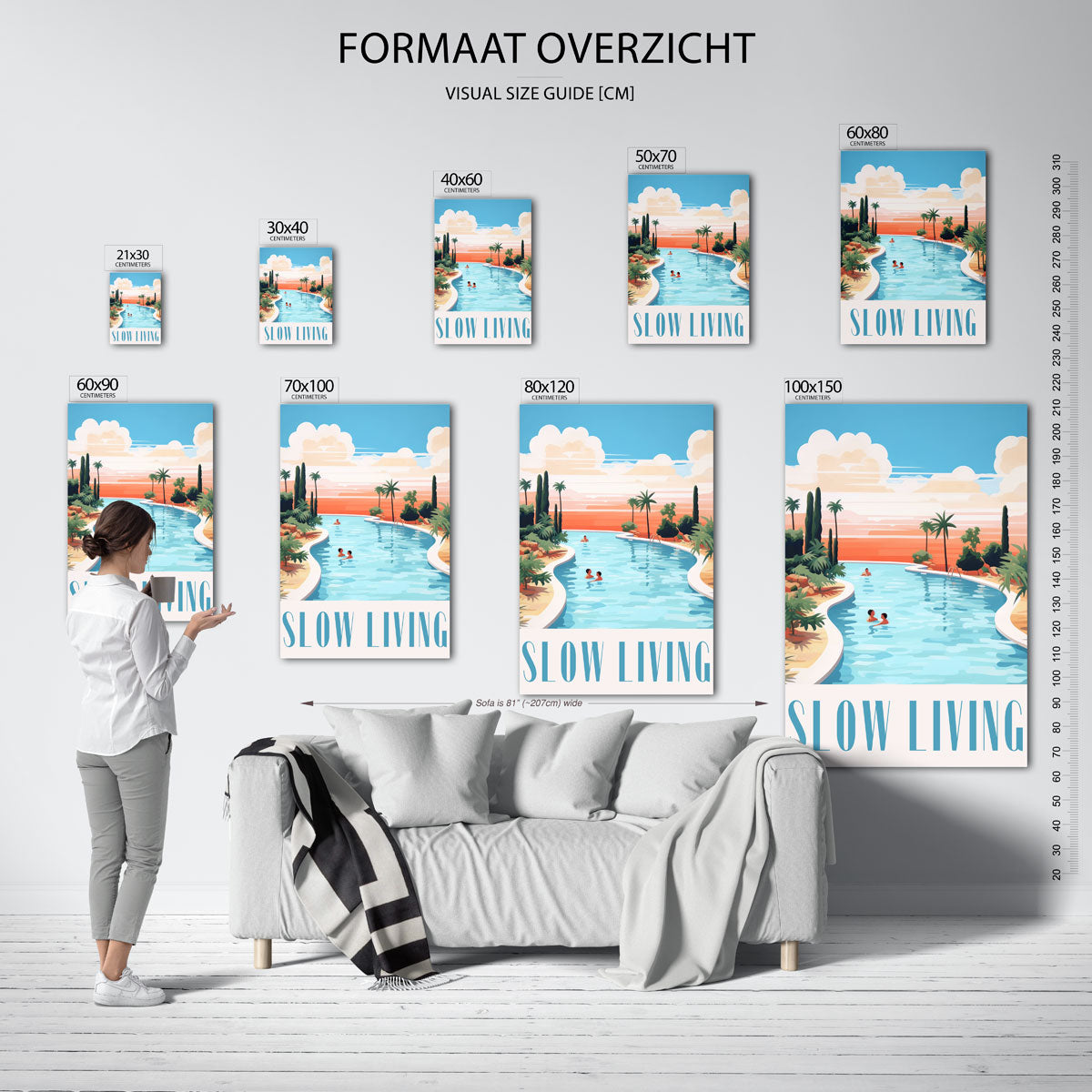 Zwembad en palmbomen – staande muurposter voor keuken of eethoek