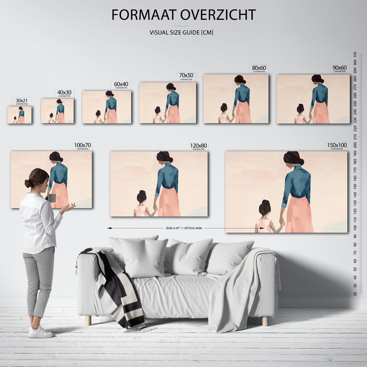 Moeder en kind – liggende muurposter met vrouwelijk portret