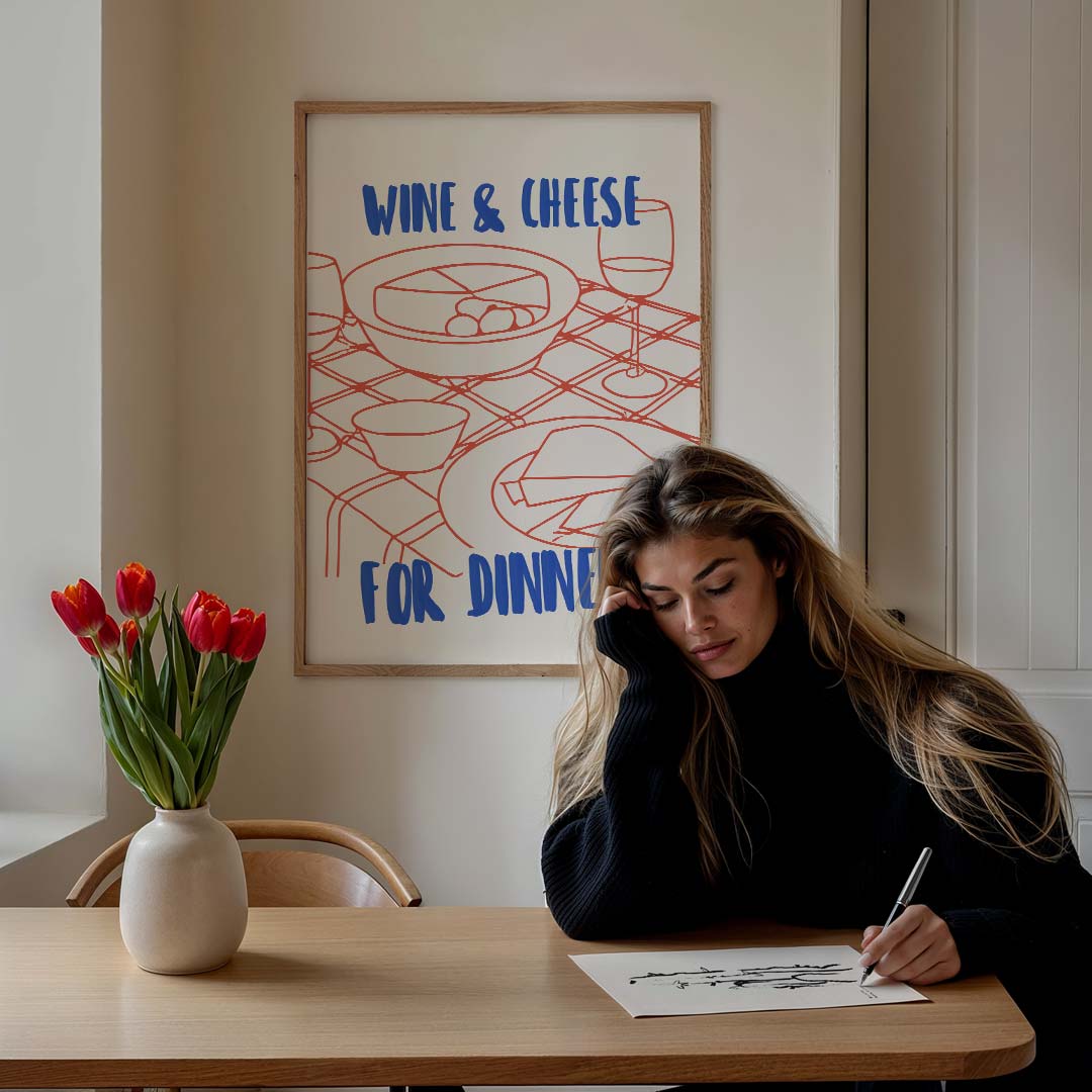 Wijn & Kaas Avond – culinaire wandkunst als portret poster