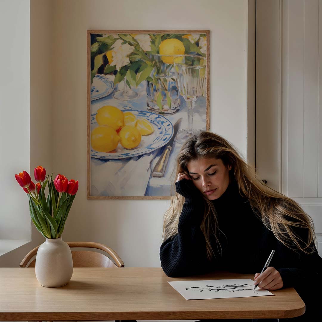 Zomers Limonade Moment – culinaire wandkunst als portret poster