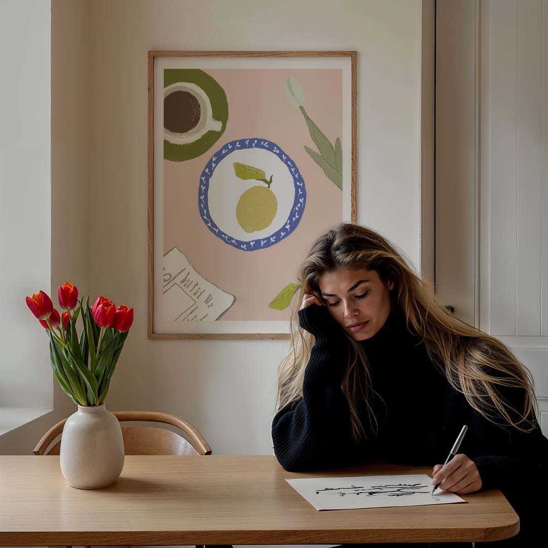 Fruitige ontbijtsfeer – culinaire wandkunst als portret poster
