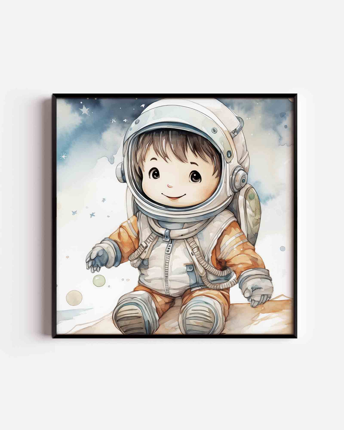 Kind in ruimtepak – vierkante kinderposter als wanddecoratie